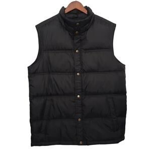Lands' End Men's Black Medium Down Feather Puffer Vest Nylon
